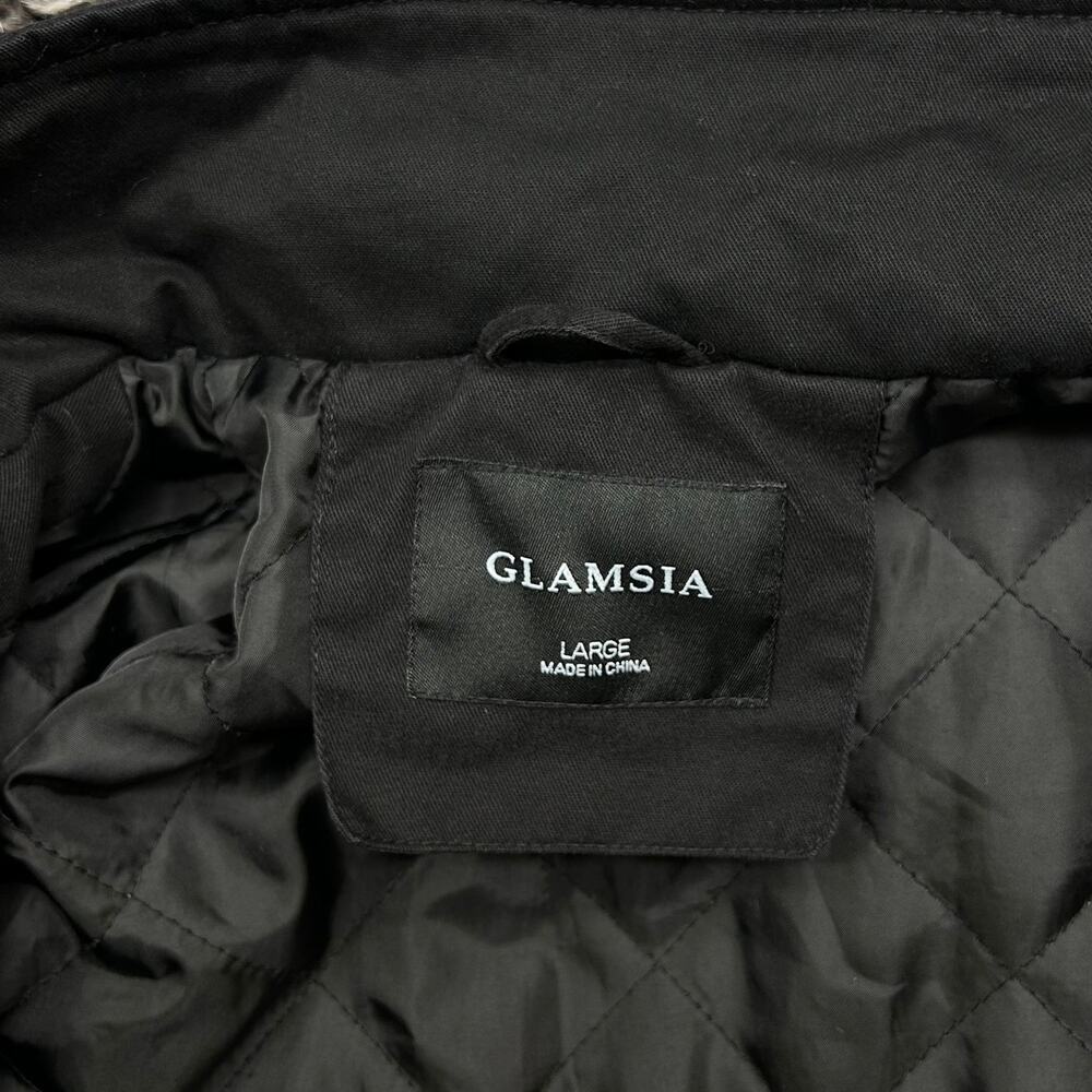 Glamisa Black Winter Coat Faux Fur Size Large - Picture 9 of 12